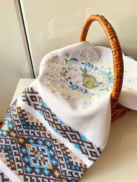 Великодній рушник для кошика з машинною вишивкою &laquo;Зайчик&raquo;,  93&times;38 см 51198 фото
