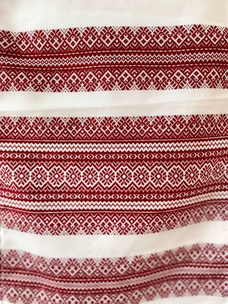Весільний тканий рушник 180 см &laquo;Родове коріння&raquo; &mdash;  бордовий етно-орнамент 53879 фото