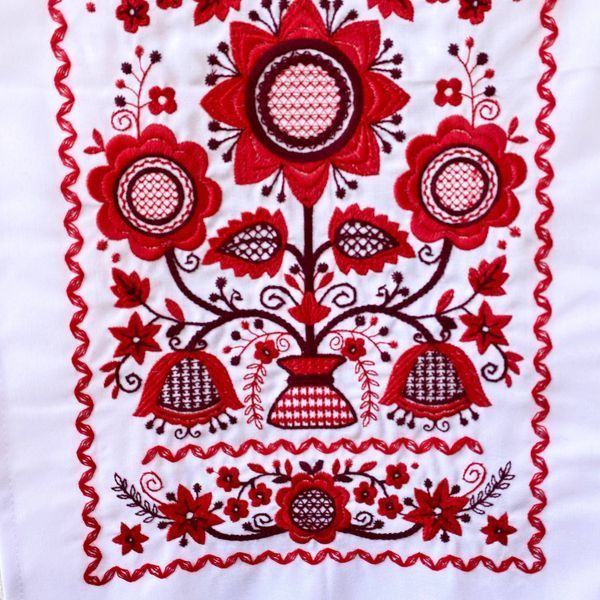 Весільний рушник &laquo;Дерево життя з птахами&raquo; 180&times;32 см &ndash; традиційна червоно-біла вишивка 78432 фото