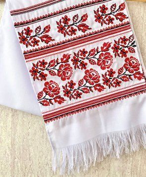 Рушник весільний вишитий з квітами (машинна вишивка) 170 см 40973 фото