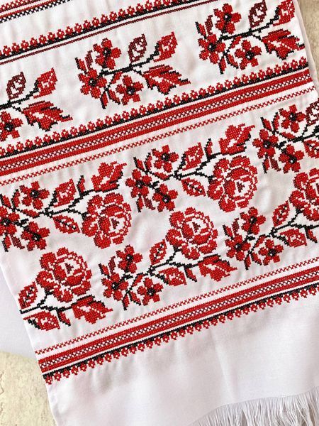 Рушник весільний вишитий з квітами (машинна вишивка) 170 см 40973 фото