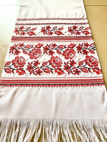 Рушник весільний вишитий з квітами (машинна вишивка) 170 см 40973 фото