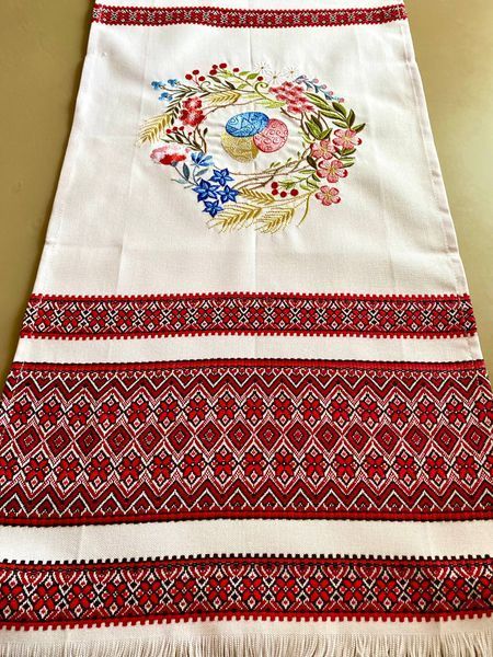 Великодній рушник для кошика з писанками та квітковою вишивкою, 80&times;31 см 67858 фото