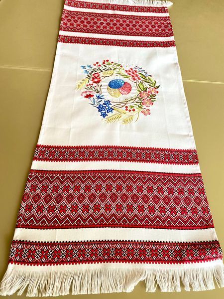 Великодній рушник для кошика з писанками та квітковою вишивкою, 80&times;31 см 67858 фото
