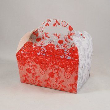 Коробочка для короваю та солодощів Червона 10х14х15 см | Картон, Розбірна 563026221 фото